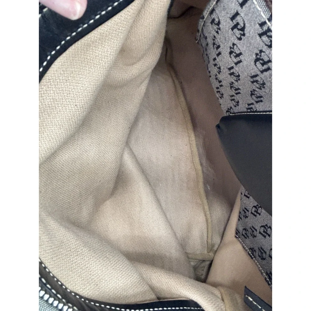 Dooney & Bourke DB Monogram Jacquard Hobo Shoulder Bag Black Leather Y2K